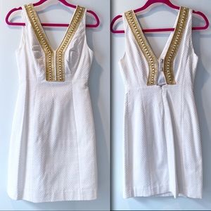 Lily Pulitzer White Dress with Gold Beading